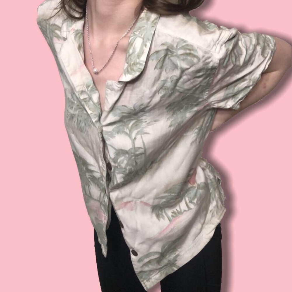 Vintage 90s Hawaiian button up blouse